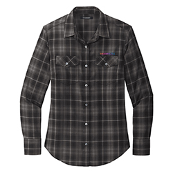 LADIES PORT AUTHORITY OMBRE PLAID FLANNEL SHIRT